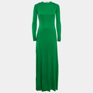 Pre Owned Roberto Cavalli Green Jersey Wrap Gown M