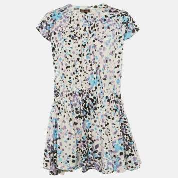 مملوكة مسبقًا Roberto Cavalli Kids White Printed Cotton Flared Dress L (14-16 Yrs)