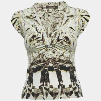 Pre Owned Roberto Cavalli Multicolor Print Jersey Sleeveless Top S