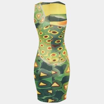 Pre Owned Roberto Cavalli Green Printed Jersey Sleeveless Short Dress S