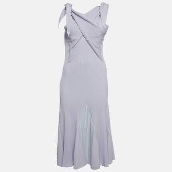 مملوكة مسبقًا Roberto Cavalli Lavender Rib Knit Flared Midi Dress M