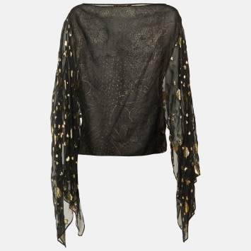 Pre Owned Roberto Cavalli Black Silk Top S