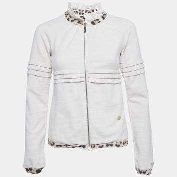 Pre Owned Roberto Cavalli Beige Cotton Zip-Up Jacket XS