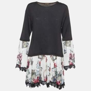 Pre Owned فستان ميني روبرتو كافالي جيرسي بنقشة النمر بني مقاس متوسط (ميديوم)