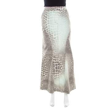 Pre Owned Roberto Cavalli Multicolor Animal Printed Cotton Maxi Skirt M