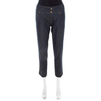 Pre Owned Roberto Cavalli Indigo Cotton Denim Cropped Jeans M 