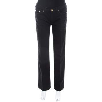 Pre Owned Roberto Cavalli Black Distressed Denim Low Rise Regular Fit Jeans M 