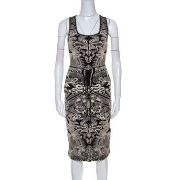 Pre Owned Roberto Cavalli Bicolor Metallic Knit Jacquard Skirt and Top Set S