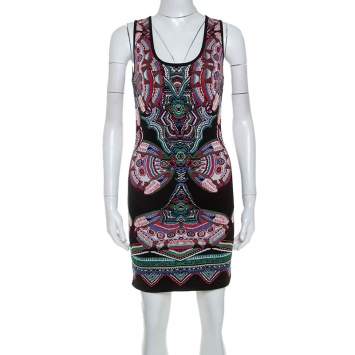 Pre Owned Roberto Cavalli Multicolor Lurex Jacquard Knit Sleeveless Dress S