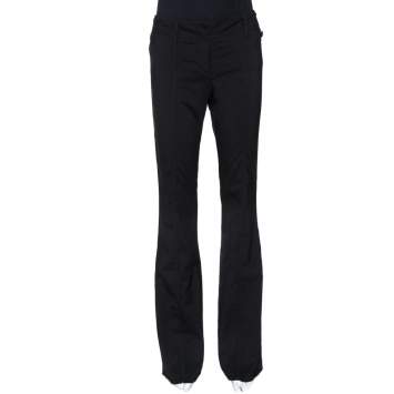 Pre Owned Roberto Cavalli Black Stretch Wool Tailored Flared Trousers M