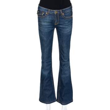 Pre Owned Roberto Cavalli Dark Blue Denim Medium Wash Flared Jeans S