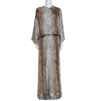 Pre Owned Roberto Cavalli Brown Animal Print Maxi Dress M