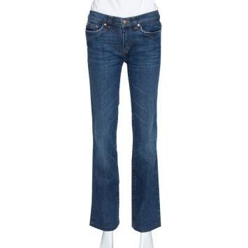 Pre Owned Roberto Cavalli Indigo Dark Wash Denim Faded Effect Jeans S
