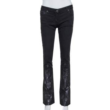 Pre Owned Roberto Cavalli Black Denim Sequin Embellished Jeans S