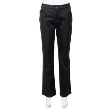 مملوكة مسبقًا Roberto Cavalli Black Stretch Cotton Straight Fit Jeans L