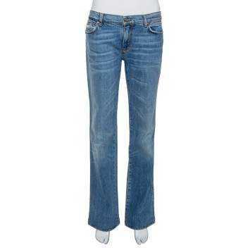 Pre Owned Roberto Cavalli Indigo Light wash Denim Sequined Straight Fit Jeans L