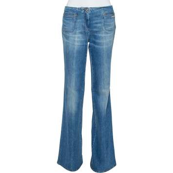 Pre Owned Roberto Cavalli Indigo Light Wash Denim High Waist Jeans M