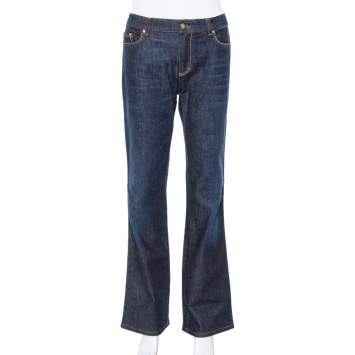 Pre Owned Roberto Cavalli Blue Dark Wash Denim Straight Leg Jeans L