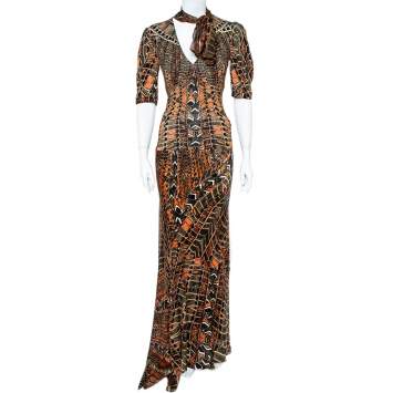 Pre Owned Roberto Cavalli  Multicolor Print Silk Top And Skirt Set M