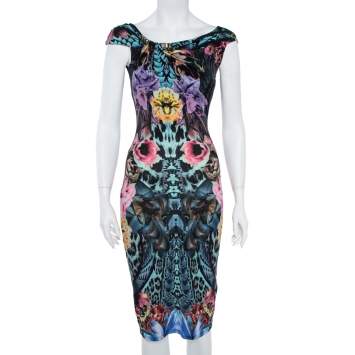 Pre Owned Roberto Cavalli Multicolor Print Midi Dress S