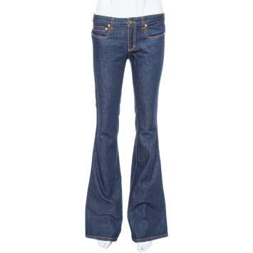 Pre Owned Roberto Cavalli Indigo Dark Wash Denim Flared Jeans S
