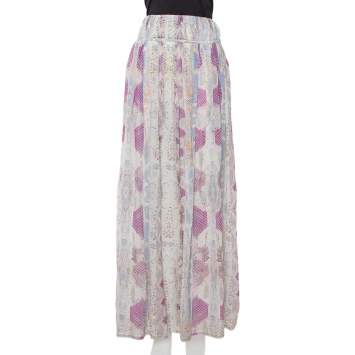 مملوكة مسبقًا Roberto Cavalli Multicolor Snakeskin Printed Silk Maxi Skirt L
