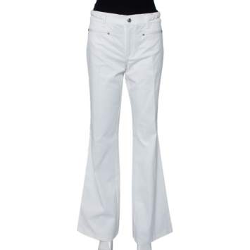 Pre Owned Roberto Cavalli White Denim Bootcut Jeans L
