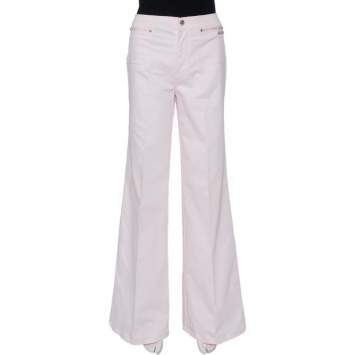 مملوكة مسبقًا Roberto Cavalli Pink Cotton Palazzo Pants L