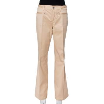 Pre Owned Roberto Cavalli Beige Cotton Bootcut Trousers L