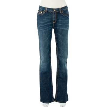 مملوكة مسبقًا Roberto Cavalli Navy Blue Denim Straight Leg Jeans XL