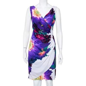 Pre Owned Roberto Cavalli Multicolor Printed Jersey Sleeveless Mini Dress L