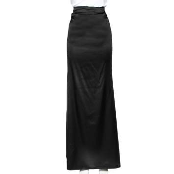 Pre Owned Roberto Cavalli Black Silk Maxi Skirt L