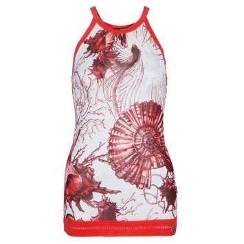Pre Owned Roberto Cavalli Red /White Print Top S
