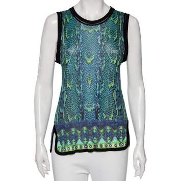 Pre Owned Roberto Cavalli Multicolored Snake Skin Printed Jersey Tank Top M 
