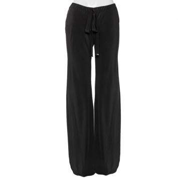 Pre Owned Roberto Cavalli Black Silk Belted Harem Pants S