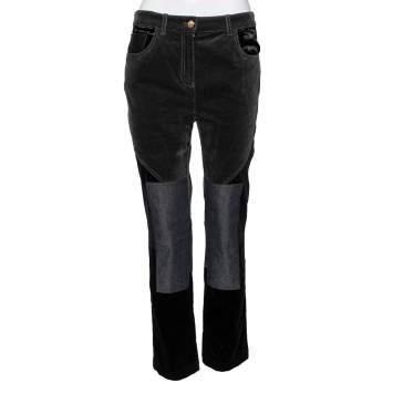 Pre Owned Roberto Cavalli Multicolor Denim Patch Detail Corduroy Pants M