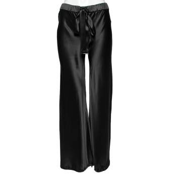Pre Owned Roberto Cavalli Black Silk Elasticized Waist Tie Detail Pants S