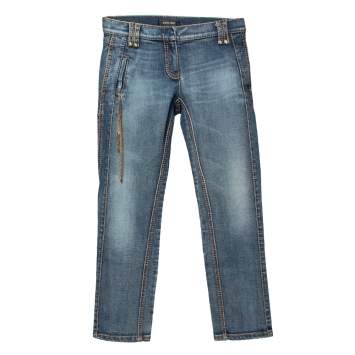 Pre Owned Roberto Cavalli Blue Denim Chain Detail Jeans S