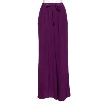 Pre Owned Roberto Cavalli Purple Silk Belted Palazzo Pants M
