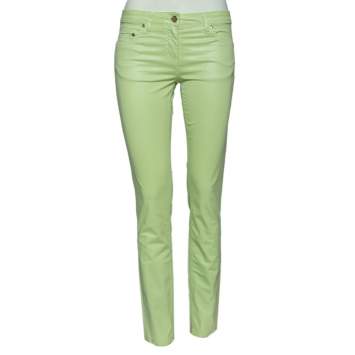 Pre Owned Roberto Cavalli Green Cotton Pants M