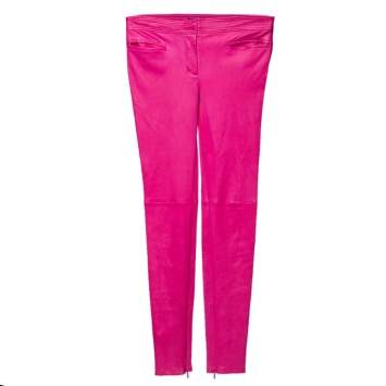 Pre Owned Roberto Cavalli Pink Leather  Skinny Fit Pants M