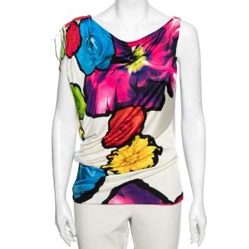 Pre Owned Roberto Cavalli Multicolor Printed Jersey Sleeveless Top M