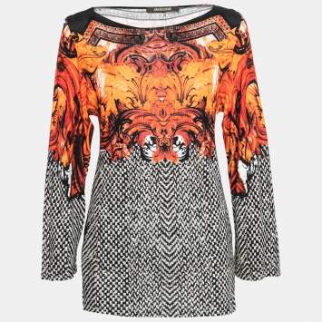 Pre Owned Roberto Cavalli Multicolor Jersey Long Sleeve Top M