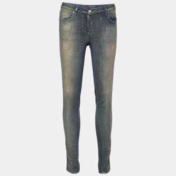 Pre Owned Roberto Cavalli Light Blue Faded Denim Skinny Jeans M