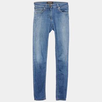 Pre Owned Roberto Cavalli Navy Blue Denim Skinny Jeans S Waist 28" 