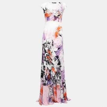 Pre Owned Roberto Cavalli Multicolor Floral Printed Jersey Long Dress S