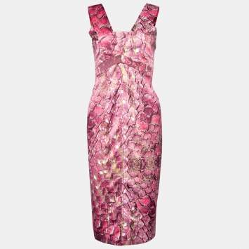 Pre Owned Roberto Cavalli Pink Printed Satin Sleeveless Mini Dress M