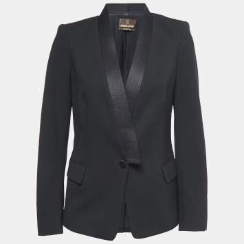 Pre Owned Roberto Cavalli Black Wool Single- Breasted Blazer M