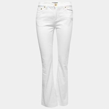 Pre Owned Roberto Cavalli White Denim Flared Jeans L Waist 30"