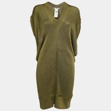 مملوكة مسبقًا Roberto Cavalli Olive Green Knit Back Cutout Midi Dress M